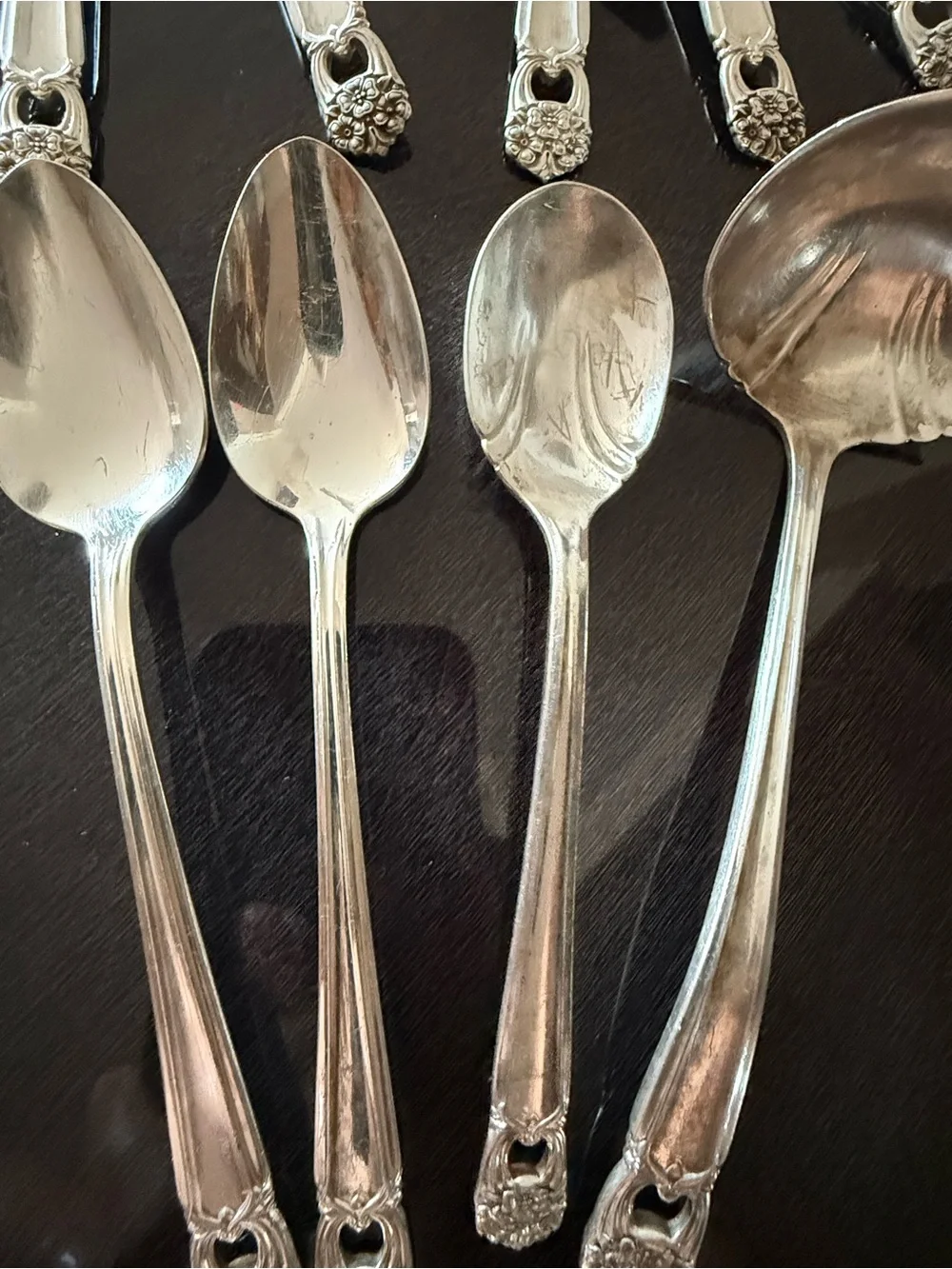 Silver plated assorted  with Ornate Floral Handles